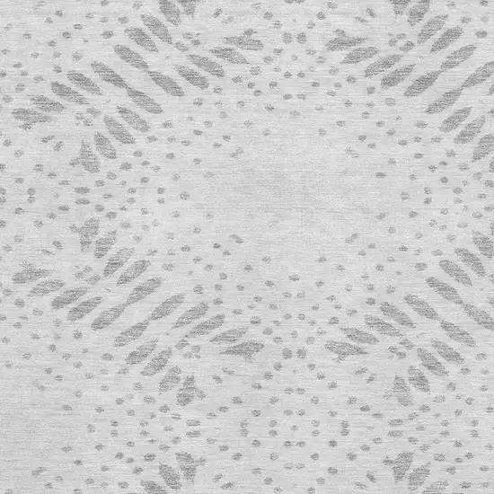 Gray And Silver Floral Washable Area Rug With UV Protection Photo 3