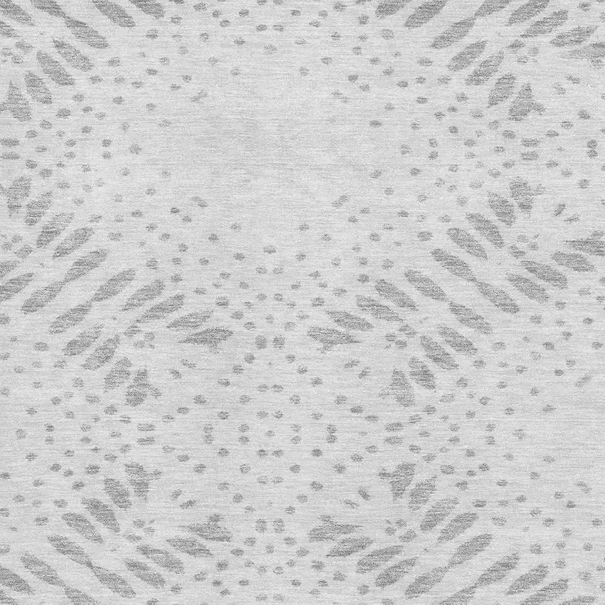 Gray And Silver Floral Washable Area Rug With UV Protection Photo 3