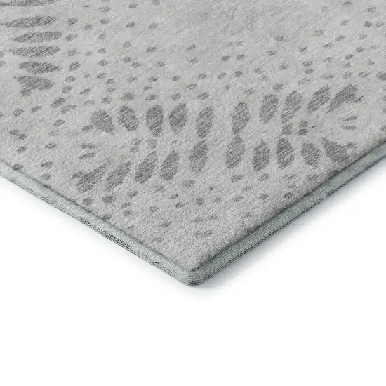 Gray And Silver Floral Washable Area Rug With UV Protection Photo 8