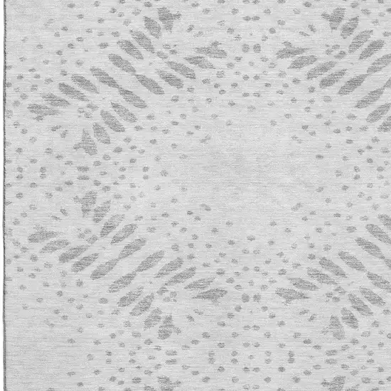 Gray And Silver Floral Washable Area Rug With UV Protection Photo 3