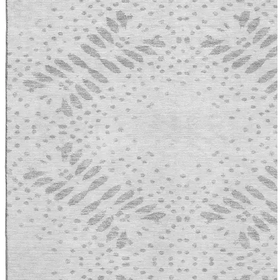 Gray And Silver Floral Washable Area Rug With UV Protection Photo 3