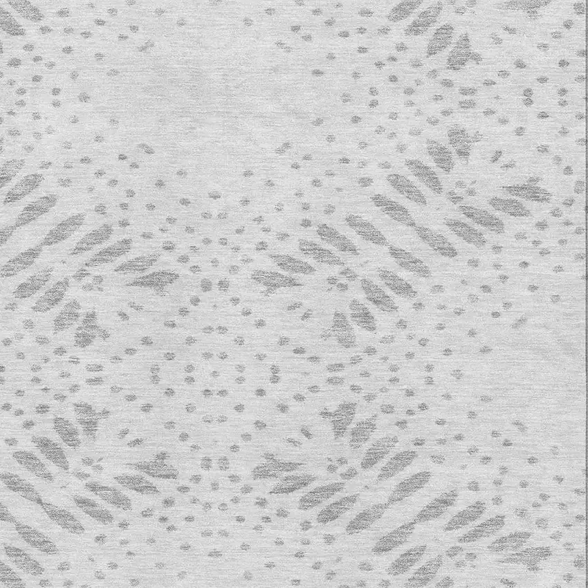 Gray And Silver Floral Washable Area Rug With UV Protection Photo 3