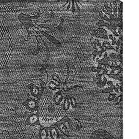 Gray And Silver Floral Washable Area Rug With UV Protection Photo 4