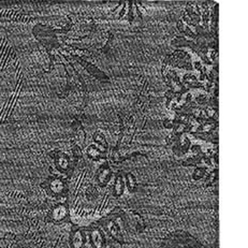 Gray And Silver Floral Washable Area Rug With UV Protection Photo 4