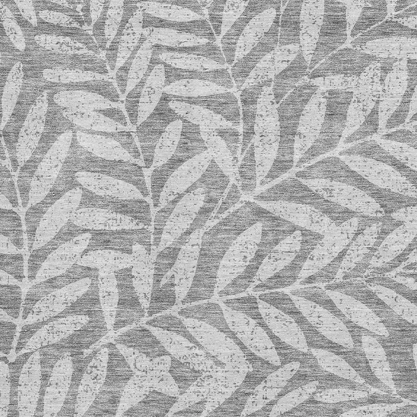 Gray And Silver Floral Washable Area Rug With UV Protection Photo 3