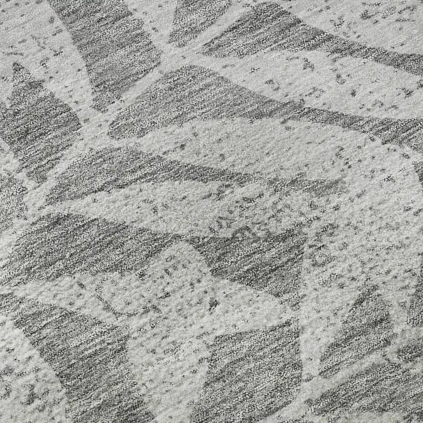 Gray And Silver Floral Washable Area Rug With UV Protection Photo 9