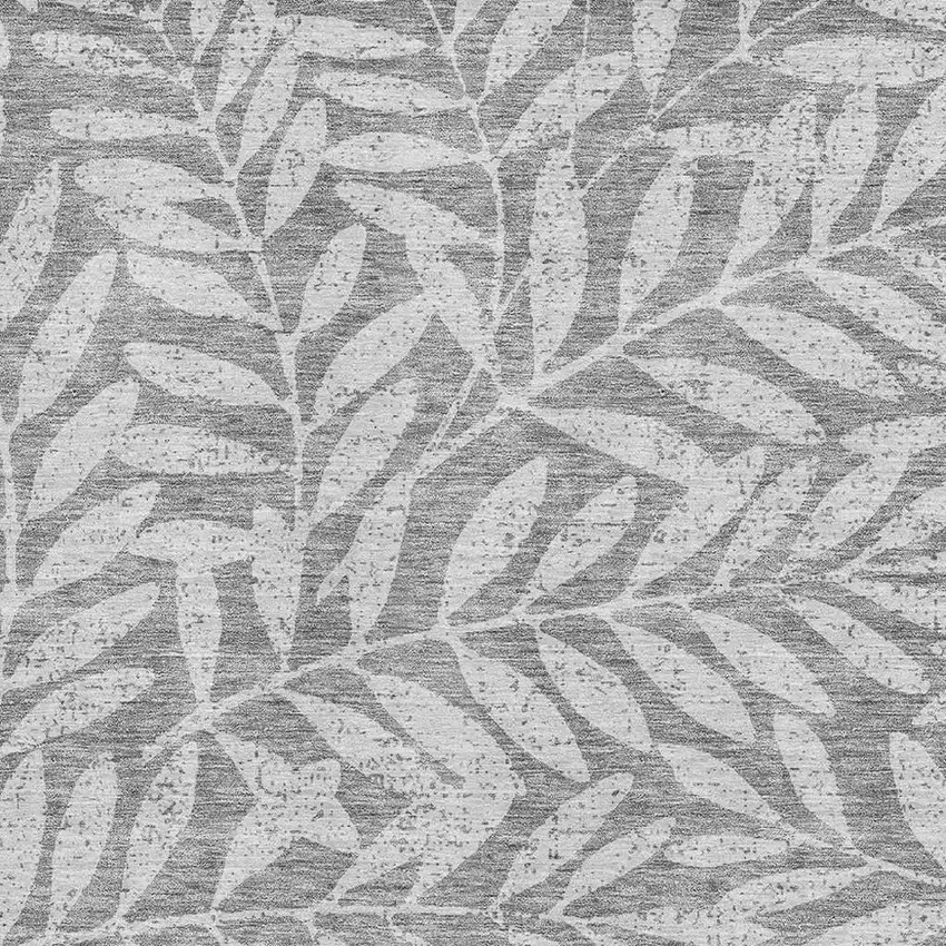 Gray And Silver Floral Washable Area Rug With UV Protection Photo 3