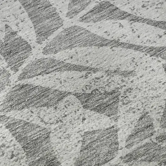 Gray And Silver Floral Washable Area Rug With UV Protection Photo 8