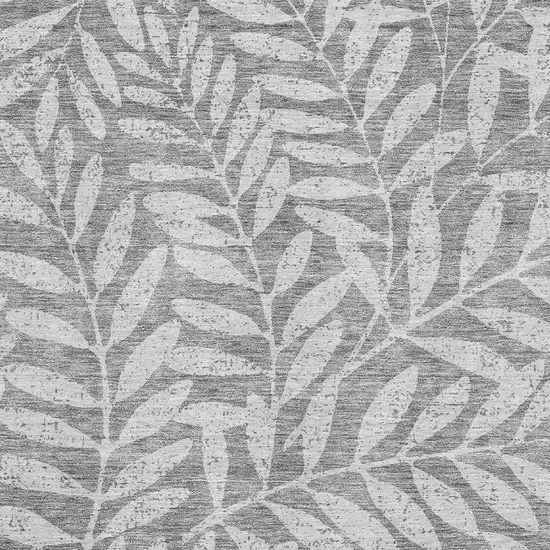 Gray And Silver Floral Washable Area Rug With UV Protection Photo 3