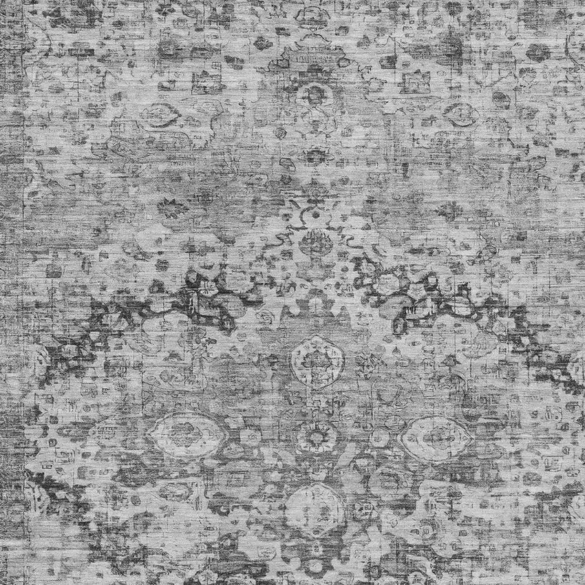 Gray And Silver Floral Washable Indoor Outdoor Area Rug Photo 9