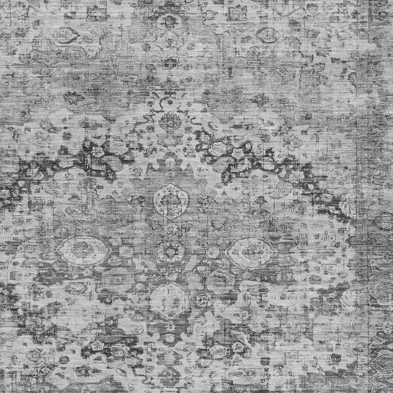 Gray And Silver Floral Washable Indoor Outdoor Area Rug Photo 3