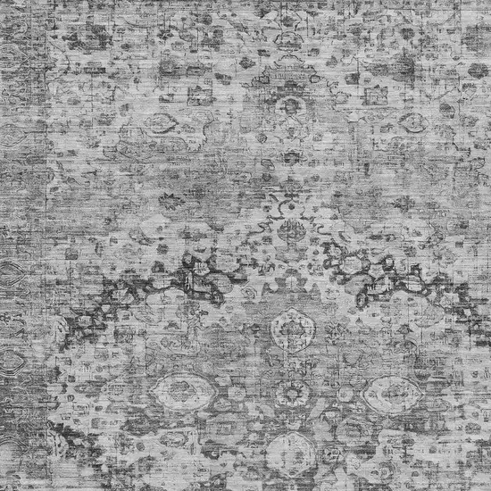 Gray And Silver Floral Washable Indoor Outdoor Area Rug Photo 9