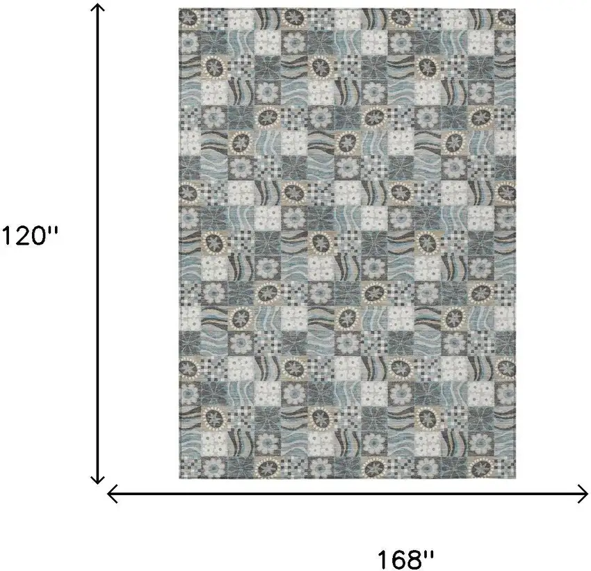 Gray And Silver Floral Washable Indoor Outdoor Area Rug Photo 6