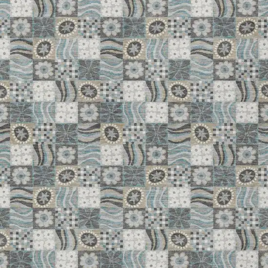 Gray And Silver Floral Washable Indoor Outdoor Area Rug Photo 1
