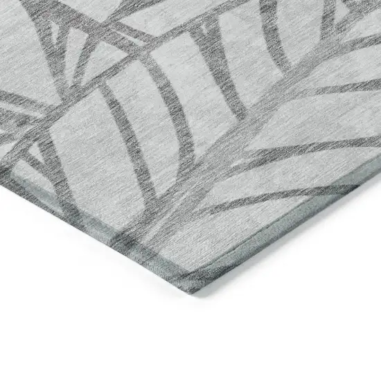 Gray And Silver Floral Washable Indoor Outdoor Area Rug Photo 3