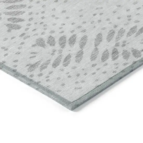 Gray And Silver Floral Washable Indoor Outdoor Area Rug Photo 5