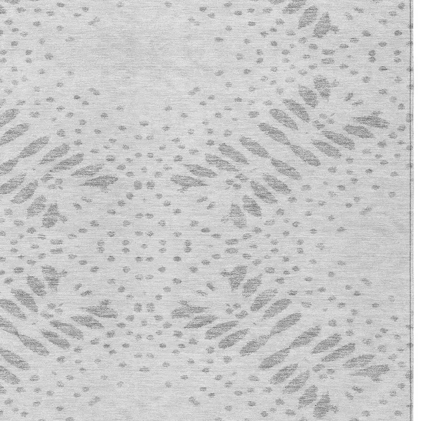 Gray And Silver Floral Washable Indoor Outdoor Area Rug Photo 6