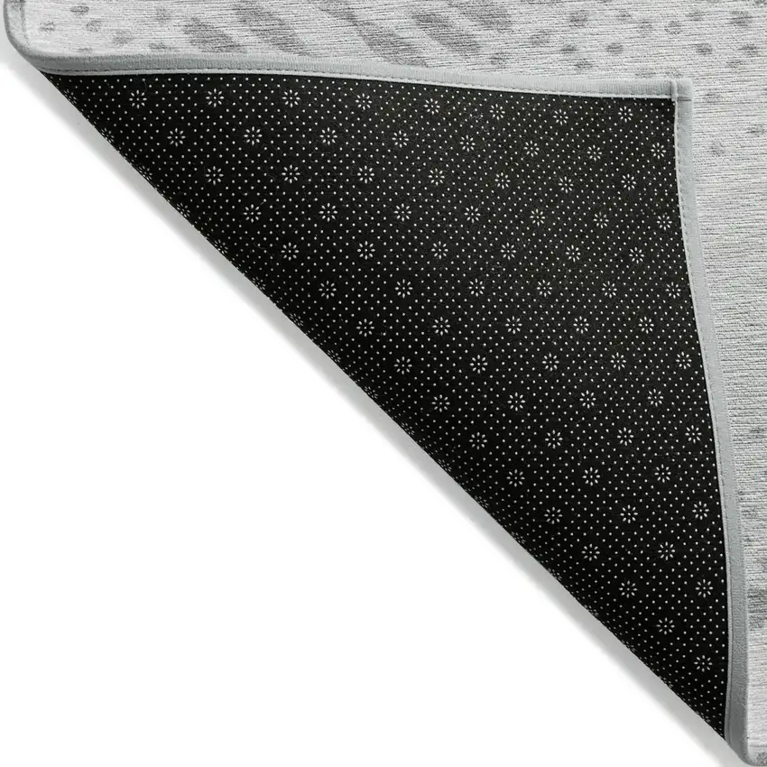 Gray And Silver Floral Washable Indoor Outdoor Area Rug Photo 4