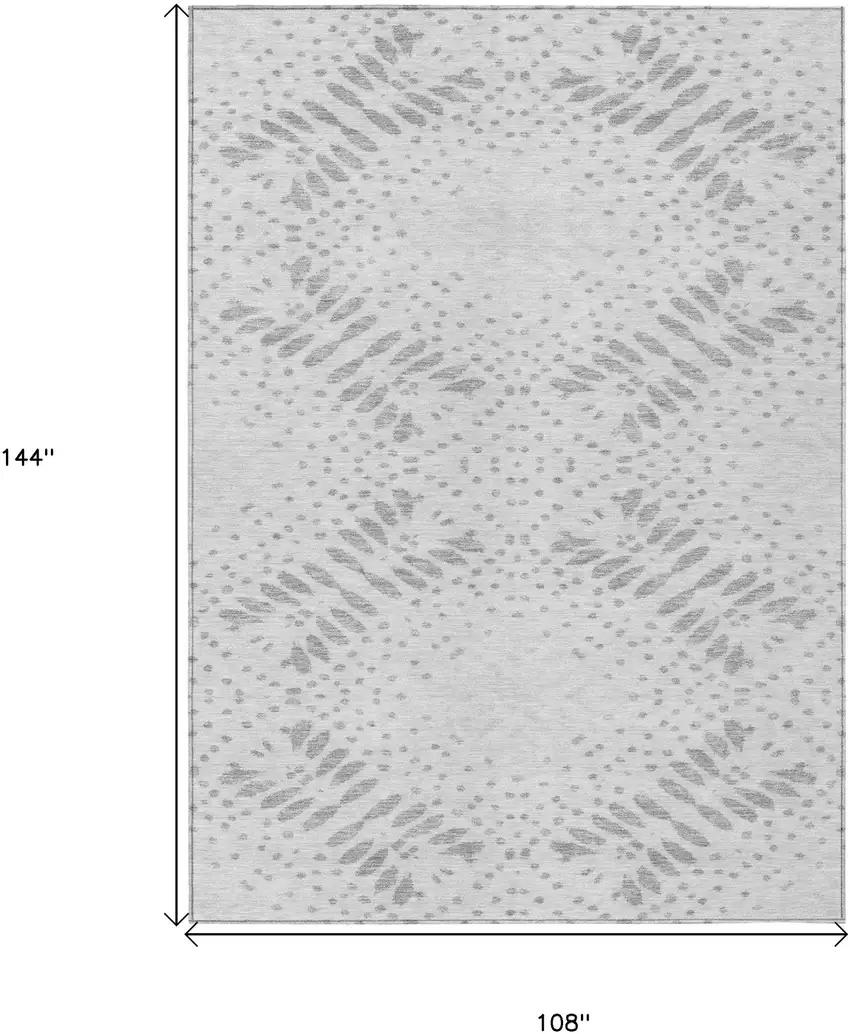Gray And Silver Floral Washable Indoor Outdoor Area Rug Photo 3