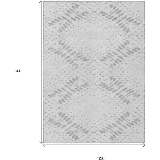 Gray And Silver Floral Washable Indoor Outdoor Area Rug Photo 3