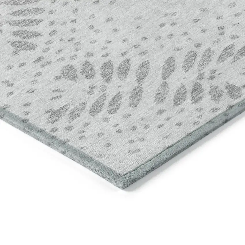 Gray And Silver Floral Washable Indoor Outdoor Area Rug Photo 5