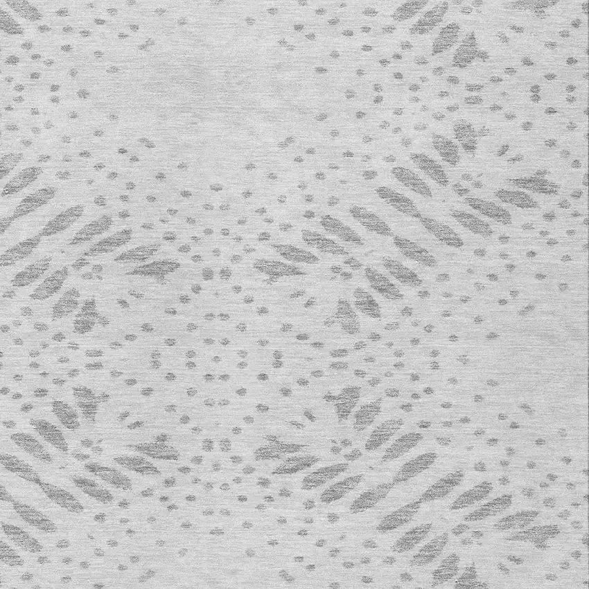 Gray And Silver Floral Washable Indoor Outdoor Area Rug Photo 6
