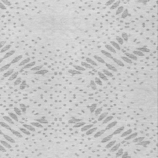 Gray And Silver Floral Washable Indoor Outdoor Area Rug Photo 6
