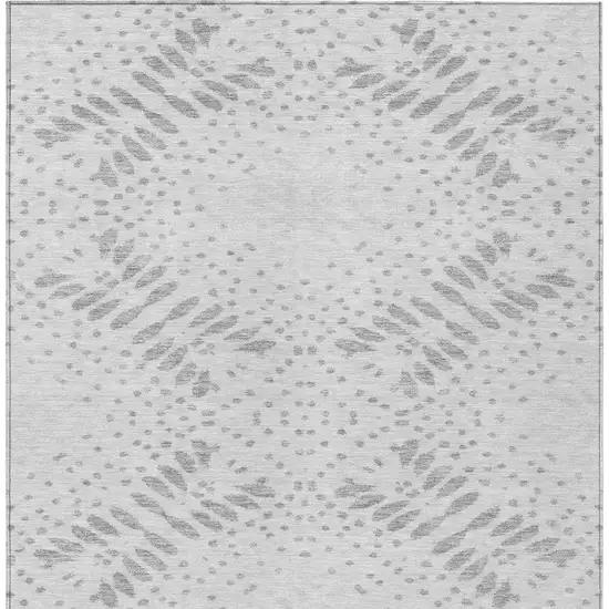 Gray And Silver Floral Washable Indoor Outdoor Area Rug Photo 6
