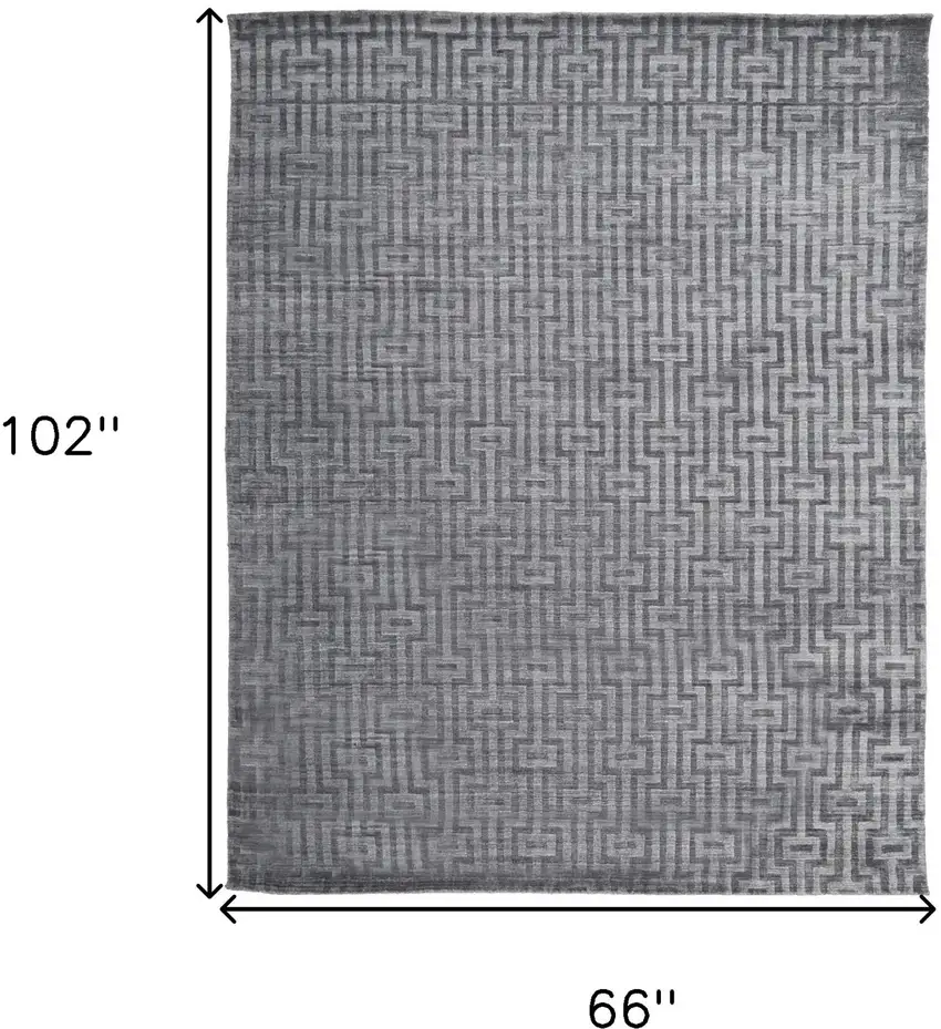 Gray And Silver Geometric Hand Woven Area Rug Photo 6