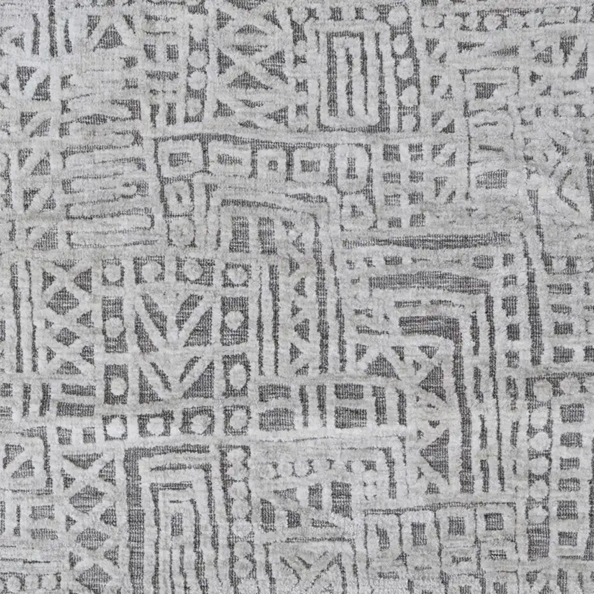 Gray And Silver Geometric Stain Resistant Area Rug Photo 4