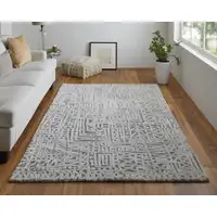 Photo of Gray And Silver Geometric Stain Resistant Area Rug