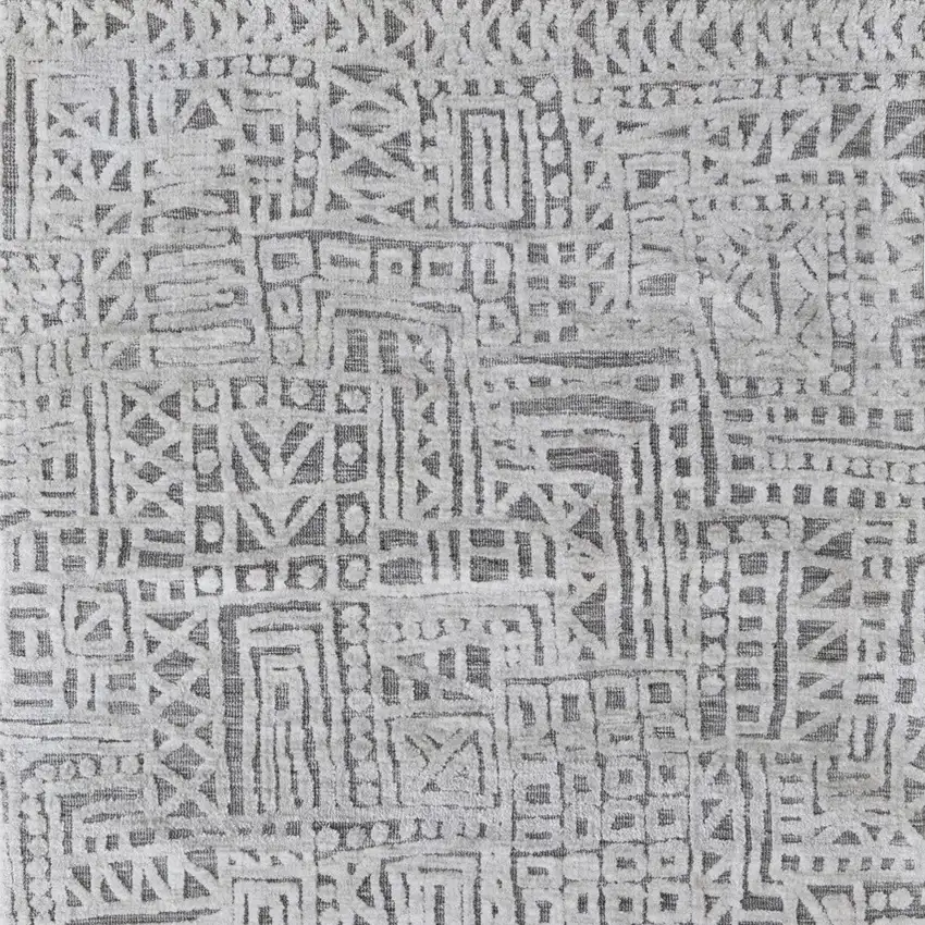 Gray And Silver Geometric Stain Resistant Area Rug Photo 5