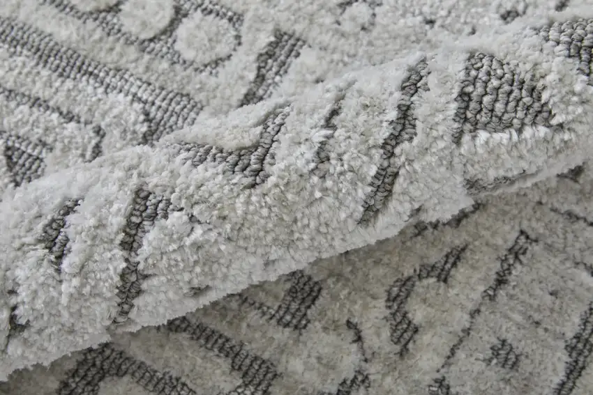 Gray And Silver Geometric Stain Resistant Area Rug Photo 8