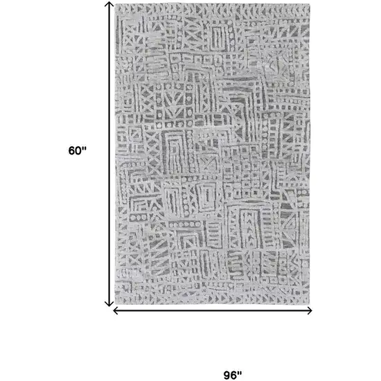 Gray And Silver Geometric Stain Resistant Area Rug Photo 3
