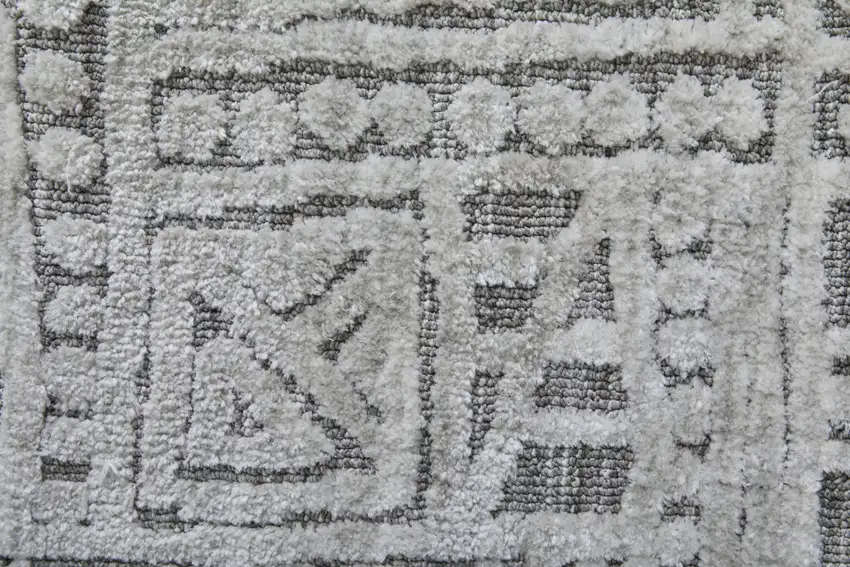 Gray And Silver Geometric Stain Resistant Area Rug Photo 9
