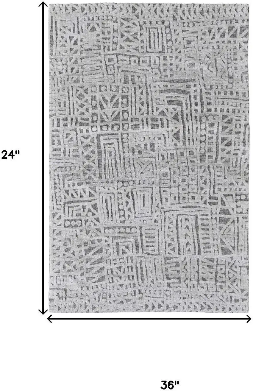 Gray And Silver Geometric Stain Resistant Area Rug Photo 9