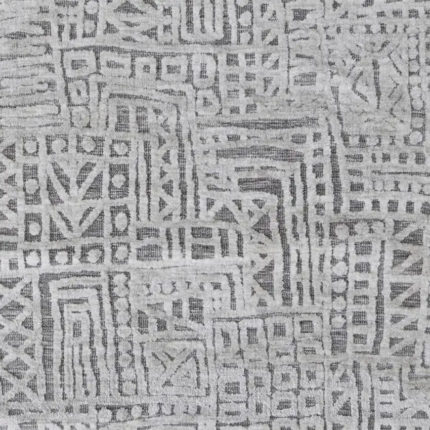 Gray And Silver Geometric Stain Resistant Area Rug Photo 6