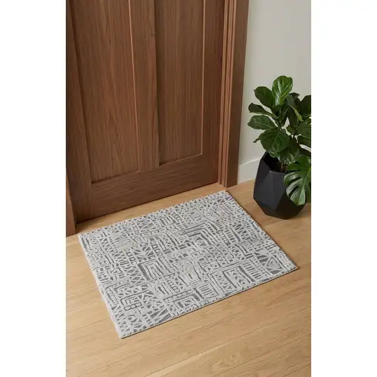 Gray And Silver Geometric Stain Resistant Area Rug Photo 1