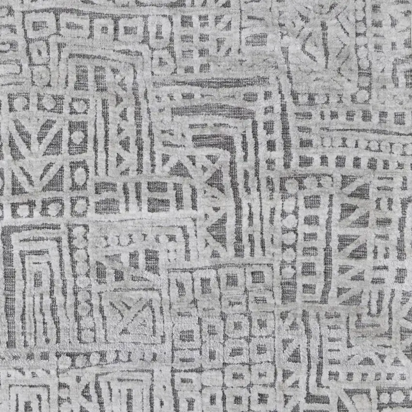 Gray And Silver Geometric Stain Resistant Area Rug Photo 3