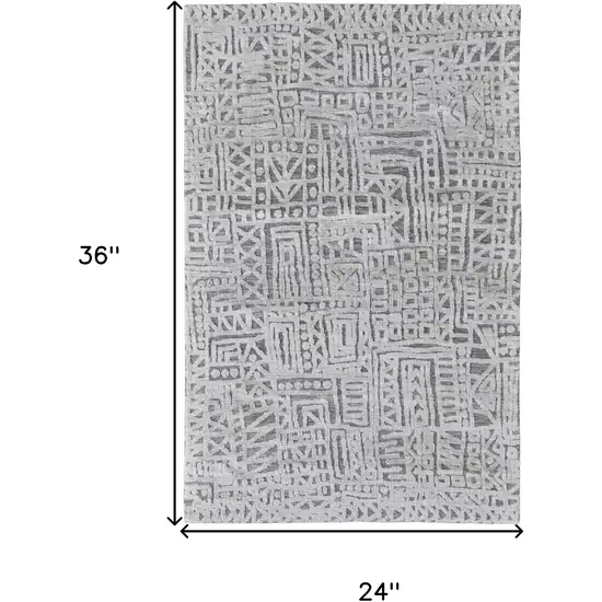 Gray And Silver Geometric Stain Resistant Area Rug Photo 5