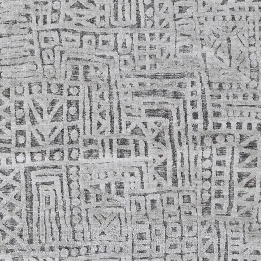 Gray And Silver Geometric Stain Resistant Area Rug Photo 7