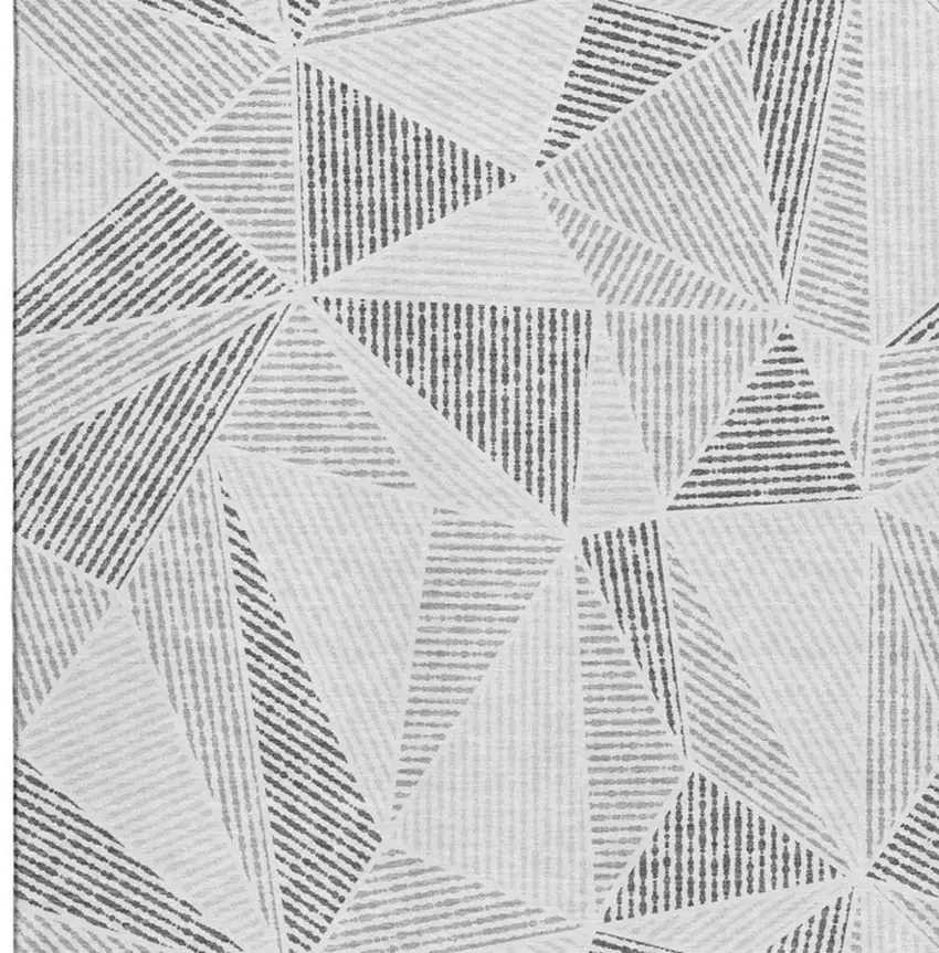 Gray And Silver Geometric Washable Area Rug With UV Protection Photo 3