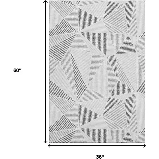 Gray And Silver Geometric Washable Area Rug With UV Protection Photo 3