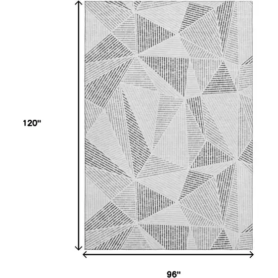 Gray And Silver Geometric Washable Area Rug With UV Protection Photo 9