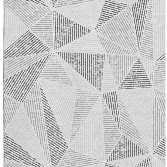 Gray And Silver Geometric Washable Area Rug With UV Protection Photo 4