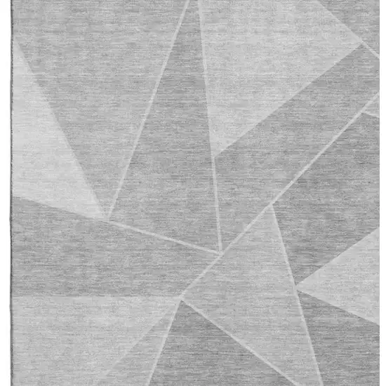 Gray And Silver Geometric Washable Area Rug With UV Protection Photo 2