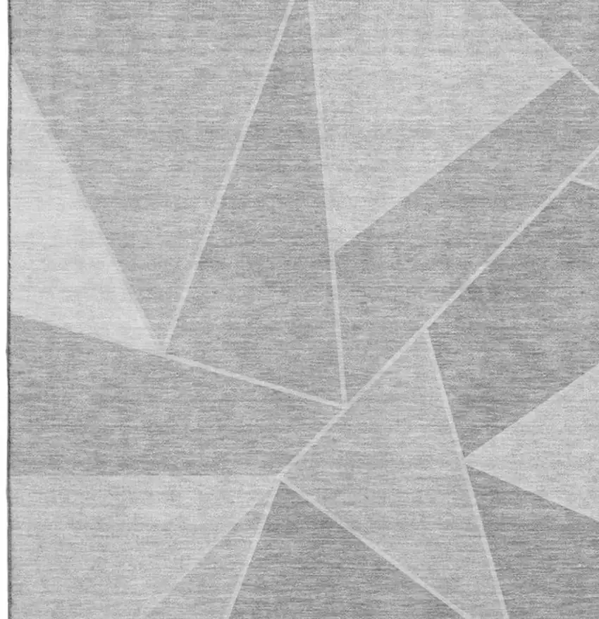 Gray And Silver Geometric Washable Area Rug With UV Protection Photo 2