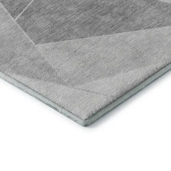 Gray And Silver Geometric Washable Area Rug With UV Protection Photo 7