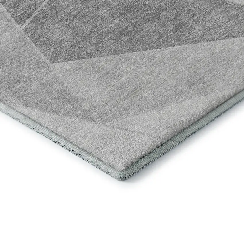 Gray And Silver Geometric Washable Area Rug With UV Protection Photo 7