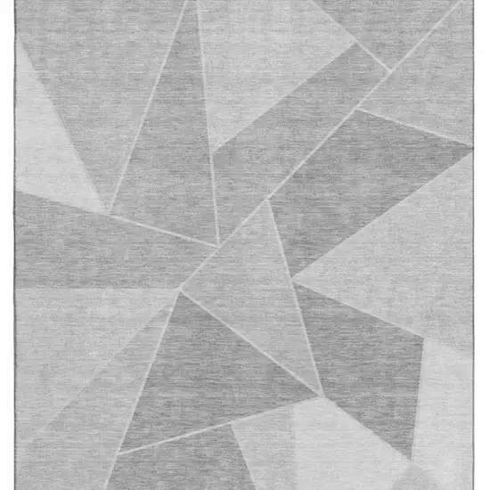 Gray And Silver Geometric Washable Area Rug With UV Protection Photo 3